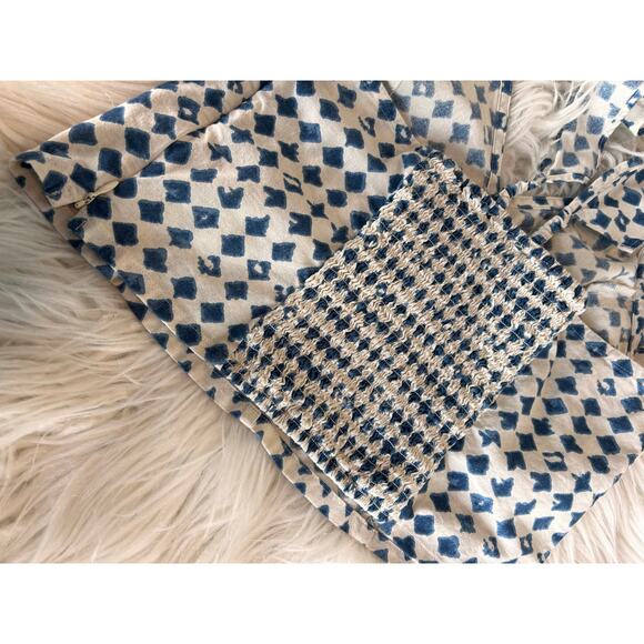 Madewell Women's‎ Shibori Print Cotton V-Back Cropped Top White Blue Size 10 - Picture 13 of 13